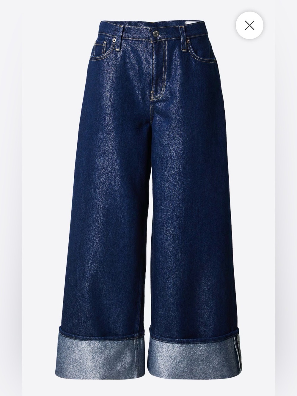 NWOT GAP Metallic Indigo Wide Leg Cuffed Baggy Jeans